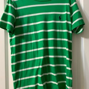Green and white polo shirt